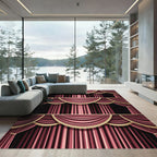 Victorian Rich Burgundy Draped Stripes Rug