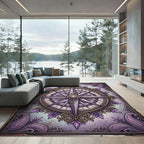 Ornate Lavender Compass Floral Medallion Rug