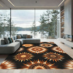 Radiant Sunburst Copper Geometric Abstract Rug
