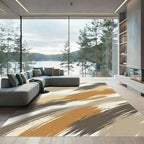 Abstract Earthy Tone Diagonal Brushstroke Rug