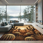 Golden Desert Cactus Sunset Panorama Rug