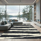 Modern Monochrome Abstract Jagged Stripe Rug