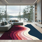 Modern Abstract Crimson Wave Gradient Rug