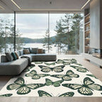 Sage Green Whimsical Butterfly Garden Rug
