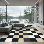 Modern Neutrals Checkerboard Block Grid Rug
