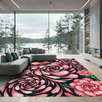Pink Carnation Swirl Floral Rug