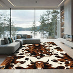 Rustic Brown Speckled Cowhide Farmhouse Rug