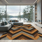 Geometric Wood Grain Chevron Rug