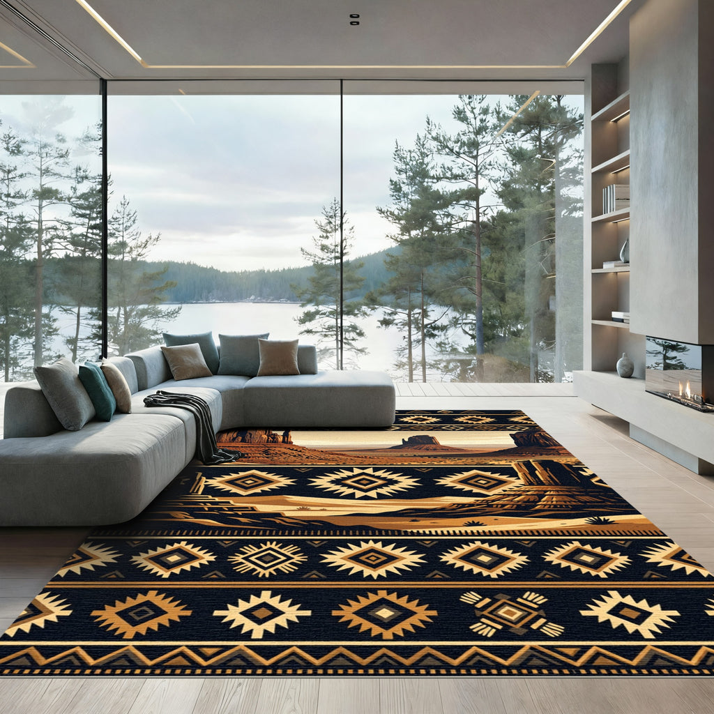 Southwestern Desert Landscape Geometric Rug