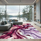 Crimson Berry Swirl Abstract Rug