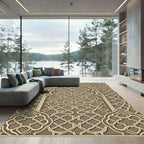 Intricate Beige Geometric Interlaced Arabesque Rug
