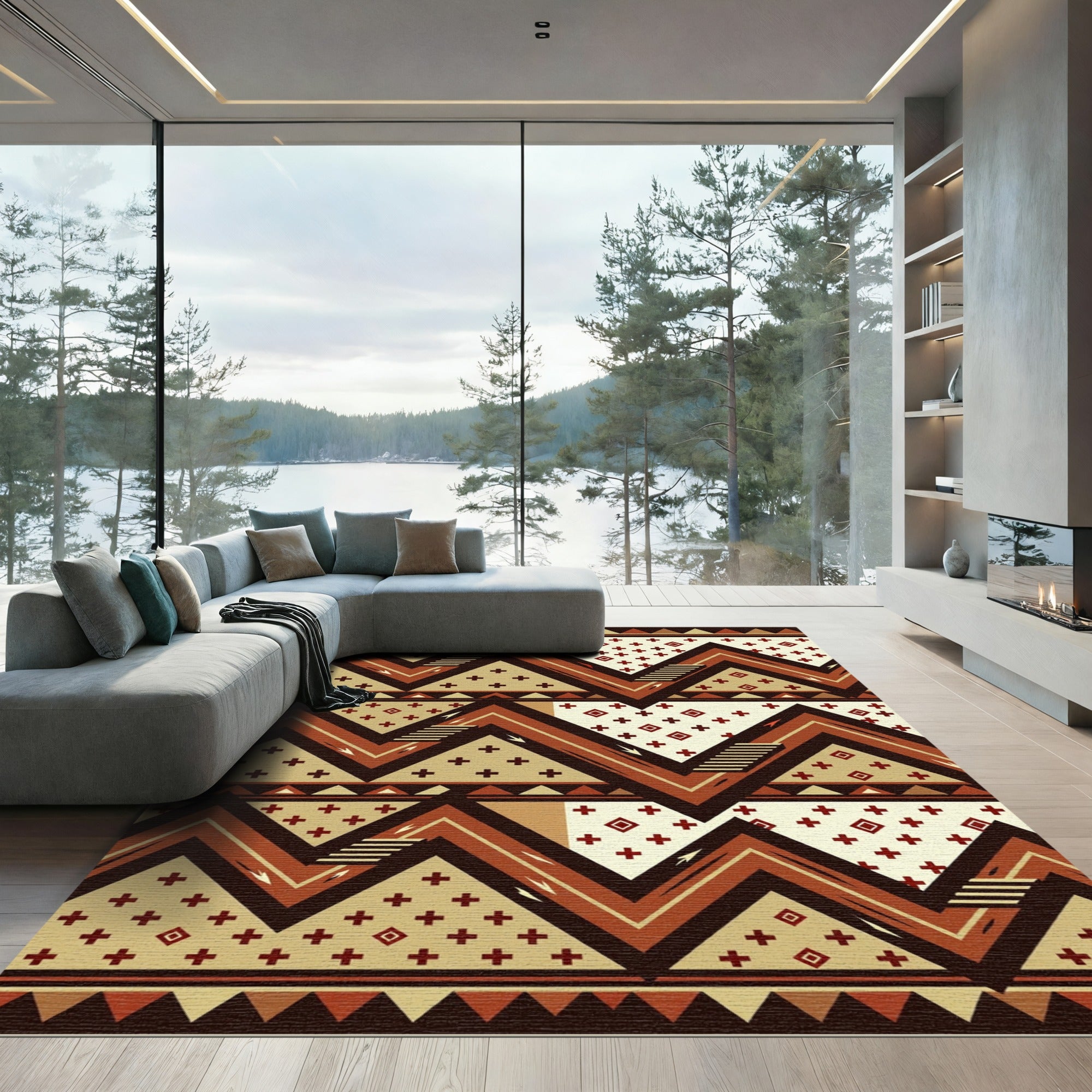 Earth Tone Southwestern Geometric Zigzag Rug