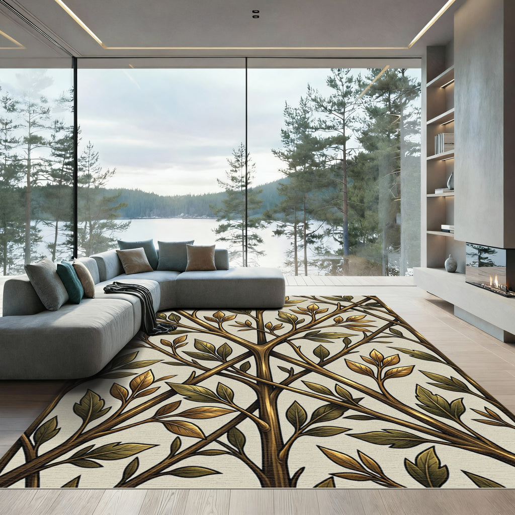 Gilded Botanical Branch Trellis Rug
