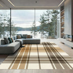Taupe and Tan Plaid Grid Rug