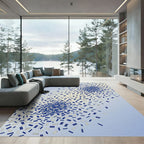 Navy Blue Concentric Confetti Abstract Art Rug