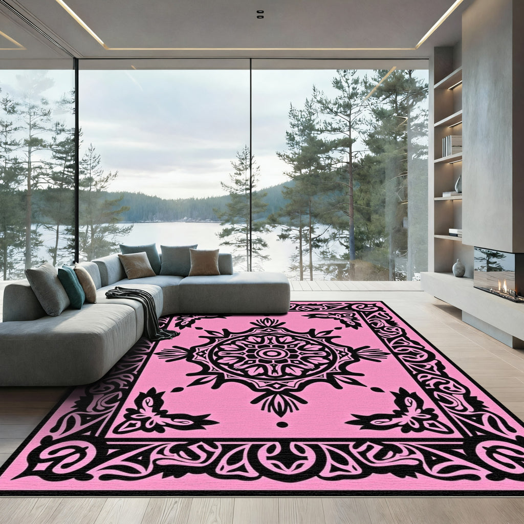 Chic Pink Mandala Filigree Rug