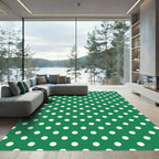 Emerald Green White Polka Dot Repetition Rug