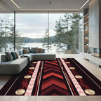 Symmetrical Crimson Geometric Stripe Accent Rug