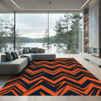 Bold Orange and Black Zigzag Chevron Rug