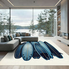 Stacked Indigo Surfboard Geometric Art Rug