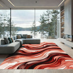 Abstract Crimson Fluid Wavy Liquid Rug