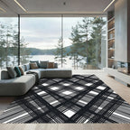 Black White Intersecting Lines Diamond Rug