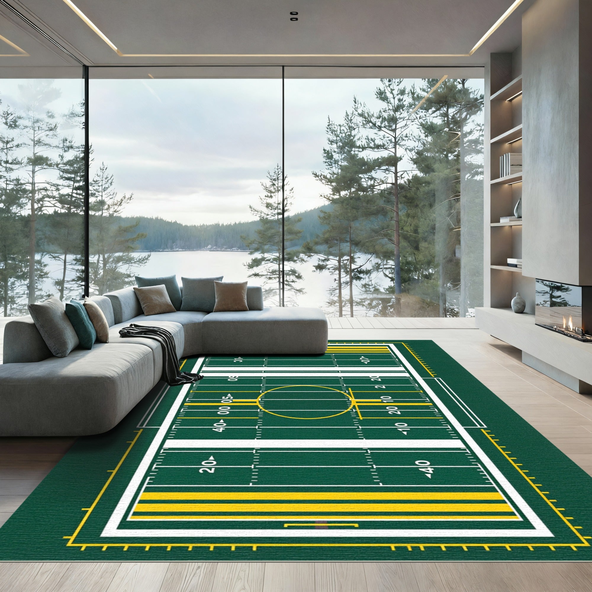 Gridiron Field Athletics Sports Graphic Rug