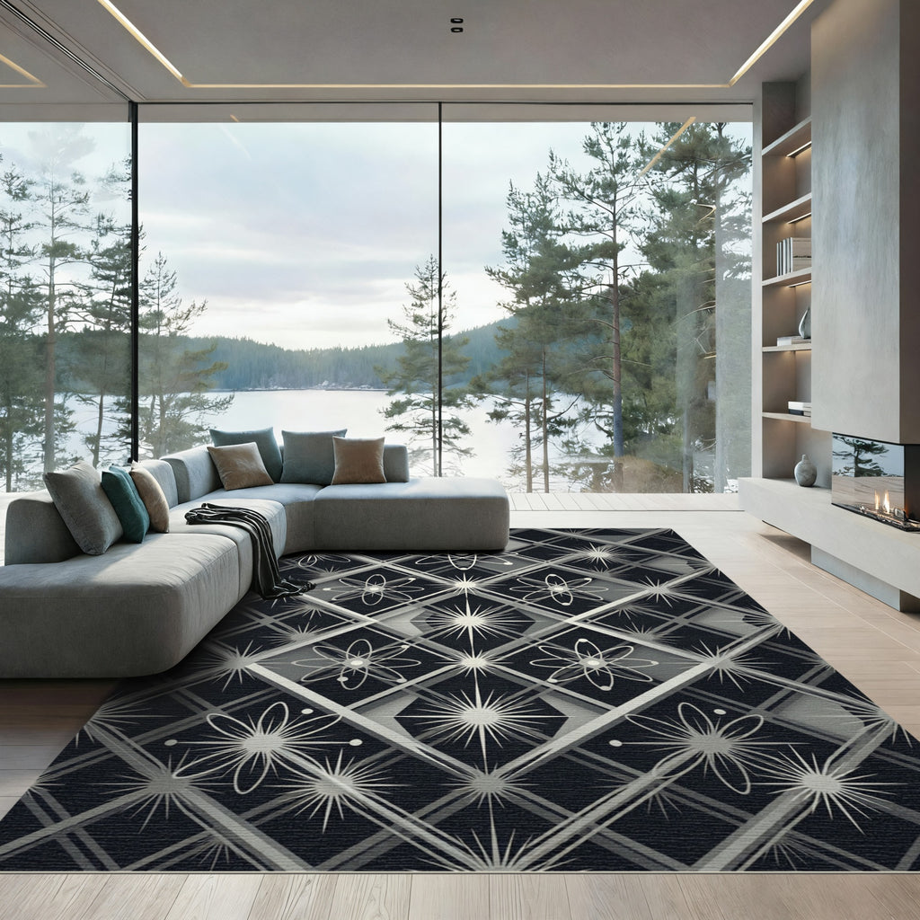 Retro Atomic Starburst Diamond Rug