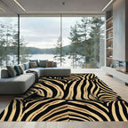 Bold Black Gold Zebra Stripe Rug