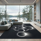 Celestial Monochrome Lunar Phase Art Rug