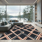Modern Blush Peach Intersecting Grid Rug