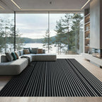 Charcoal Gray Vertical Stripe Rug
