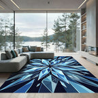 Radiant Blue Ice Crystal Explosion Rug