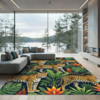 Vibrant Leopard Jungle Botanical Repeat Rug