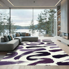 Abstract Plum Brush Stroke Wave Rug