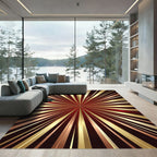 Radiant Crimson Gold Burst Rug