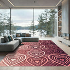 Pink Gradient Concentric Heart Pattern Rug
