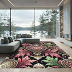 Ornamental Pink Heart Scrollwork Rug