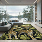 Jaguar Jungle Tropical Leopard Scene Rug