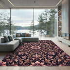 Ornate Damask Floral Rose Gold Tapestry Rug