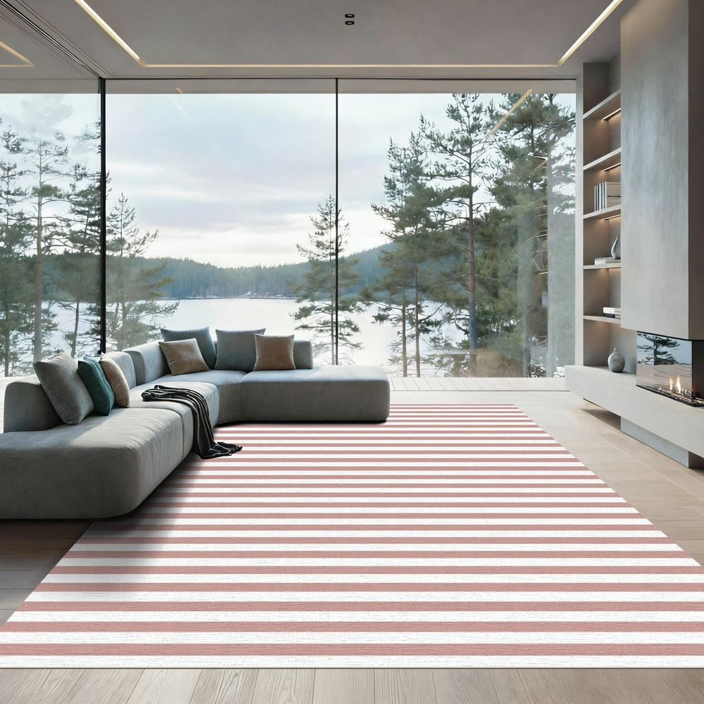 Rose Gold Striped Horizon Rug
