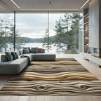 Rustic Natural Wood Grain Wave Rug