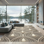 Elegant Cream Teardrop Layered Art Rug