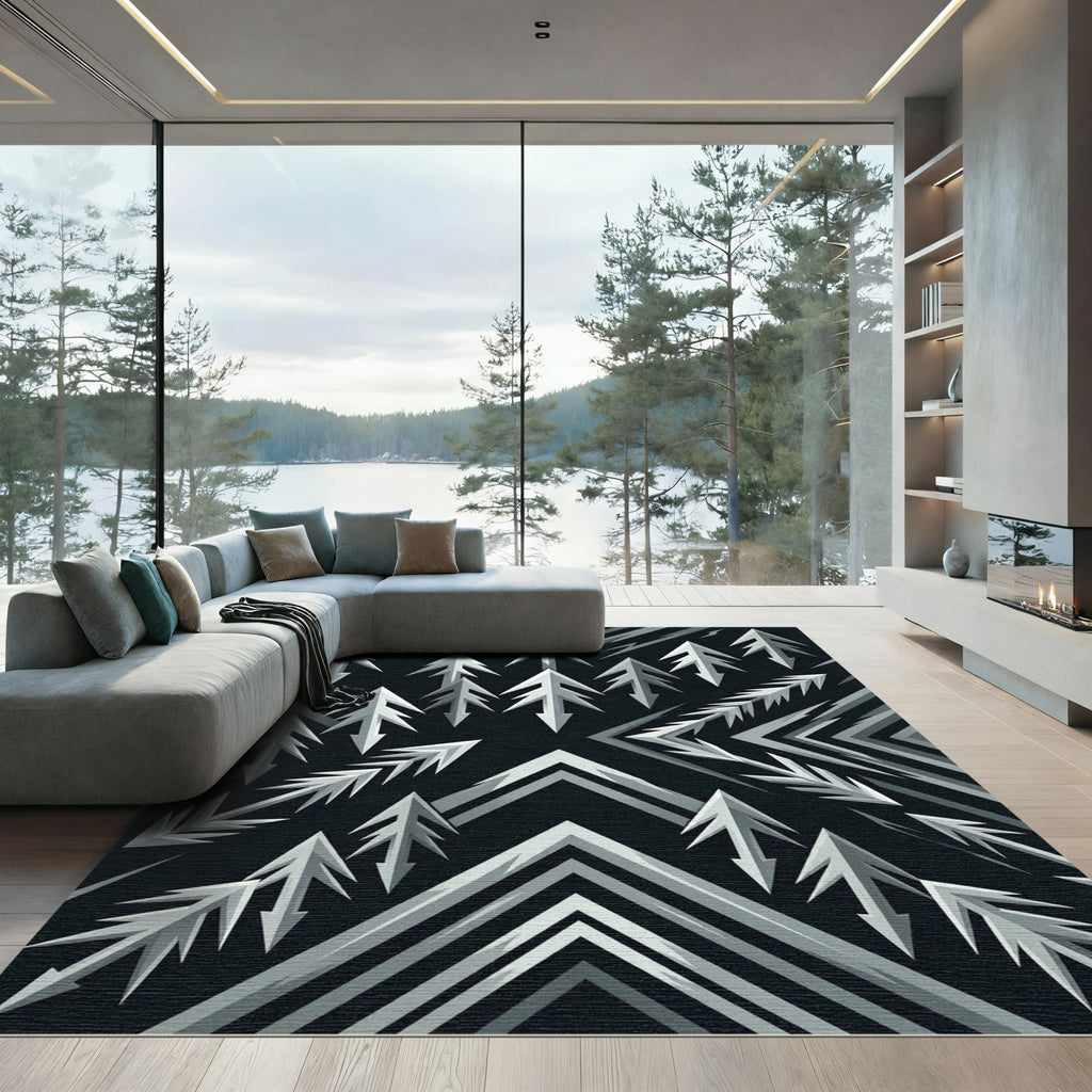 Geometric Silver Arrow Array Rug