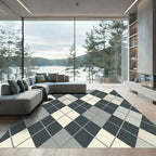 Classic Charcoal Gray Cream Argyle Rug