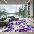 Ethereal Violet Fluid Abstract Swirl Rug