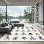 Simple Pine Tree Collection Black Green Rug