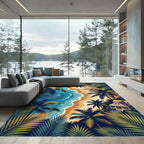 Lush Tropical Palm Coast View Rug