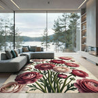 Pink Red Ranunculus Floral Arrangement Rug