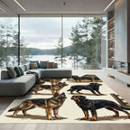 Pastoral German Shepherd Canine Collage Rug